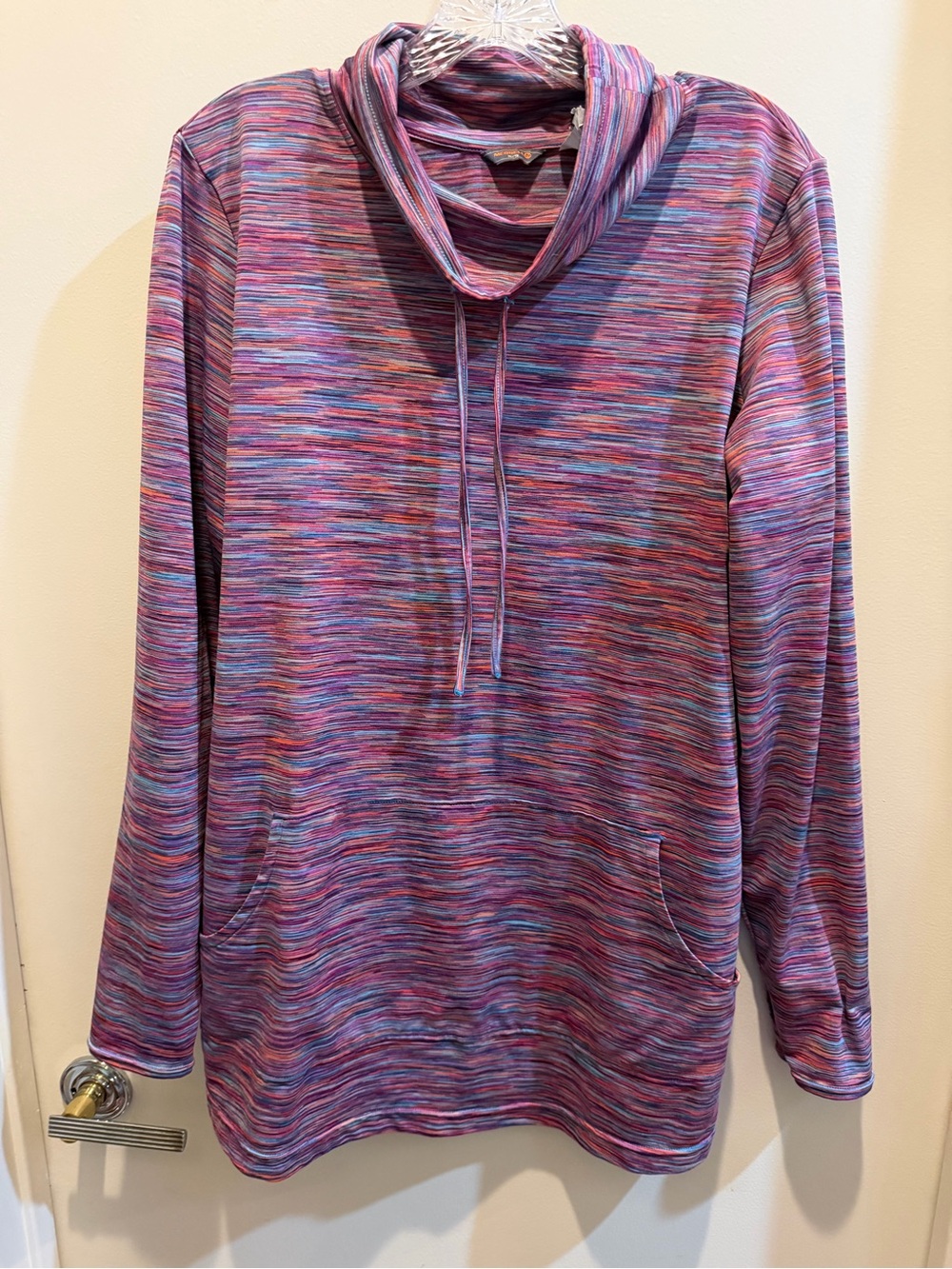 Merrell Pink Multi Space-Dye Cowl Neck Performance Pullover